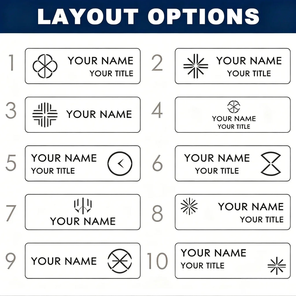 Personalized Name Tags Free Design No MOQ Rectangle Metal Engraved Nameplate Custom Logo Staff Employee ID Name Badge