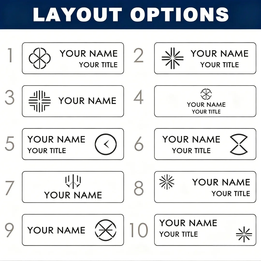Personalized Name Tags Free Design No MOQ Rectangle Metal Engraved Nameplate Custom Logo Staff Employee ID Name Badge