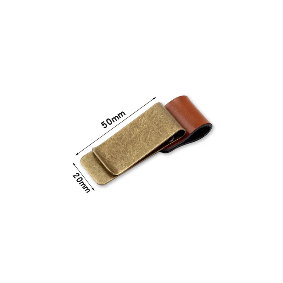Handmade Leather Brass Stainless Steel Pen Holder Clip Journal Notebook Paper Folder Writing Office Supplies