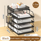 Metal desktop file rack, bookcase, office file storage box, multi-layer iron file frame, data storage, folder shelving