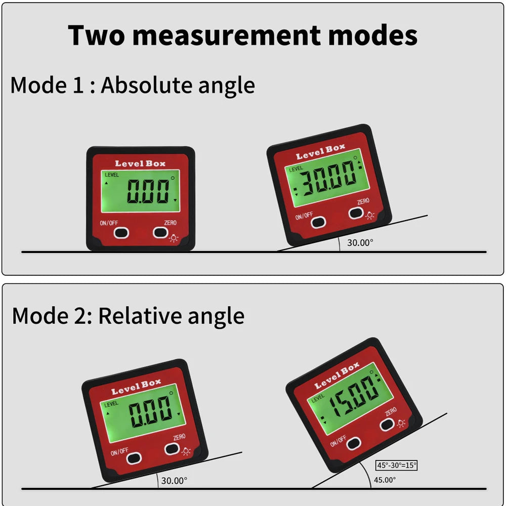 4x90 Degree Precision Digital Bevel Angle Protractor Digital Inclinometer Level Box Bevel Box with Magnet Base