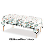 Race Car Theme Tablecloths Black White Checkered Rectangular Plastic Table Cover Racing Car Birthday Party Decorations Supplies