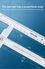 Dual-Sided T Square Ruler Clear Transparent Measurements Straight Ruler 60cm Durable Marking Ruler Tool for Drafting Woodworking