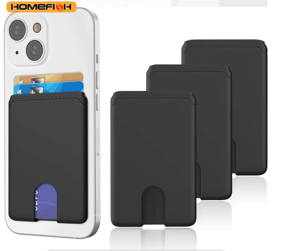 HOMEFISH Phone Holder Sticker Credit Card Holder Adhesive Soft Silicone Mobile Phone Wallet Compatible for Iphone Android