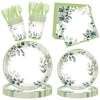 20pcs Disposable Tableware Such As Green Ink Party Sage Themed Paper Cups Plates Tissues Knives Birthday Party Decorations
