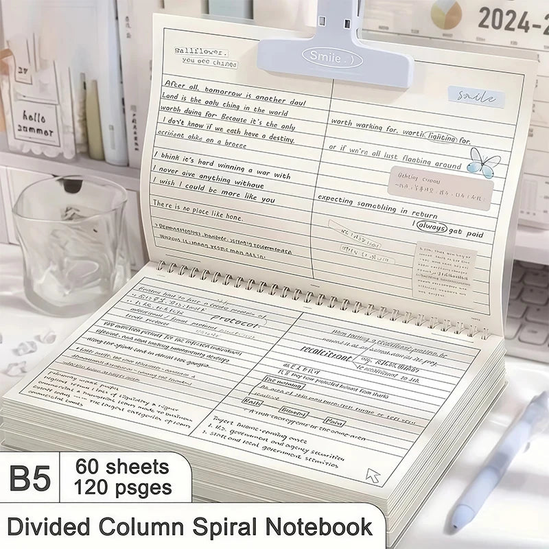 B5 Spiral Multifunctional Notebook Grid/Horizontal Lines Separate the Thick Paper Roll Notepad, Suitable for Planners and Studen