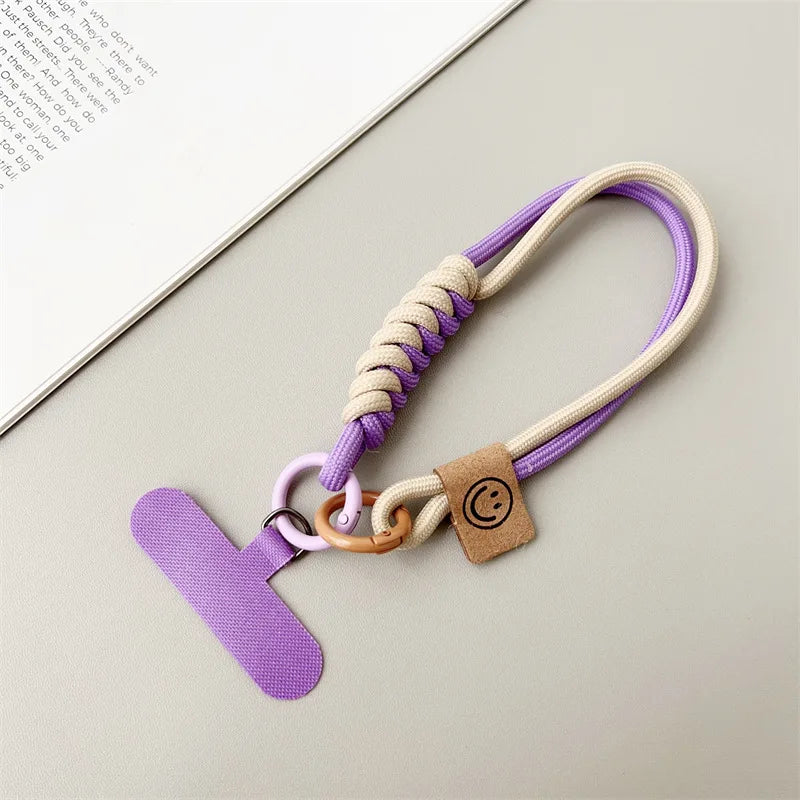 INS British Style Contrasting Woven Phone Lanyard Short Handheld Trendy Phone Case Wrist Rope Doll Luggage Pendant Hanging Rope