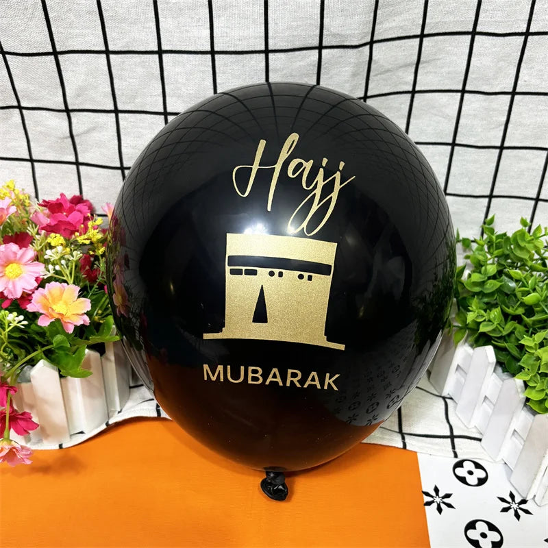 Black Gold Hajj Mubarak Disposable Paper Plates Cups Napkins Banner Balloons Home 2026 Eid Mubarak Islamic Muslim Party Supplies