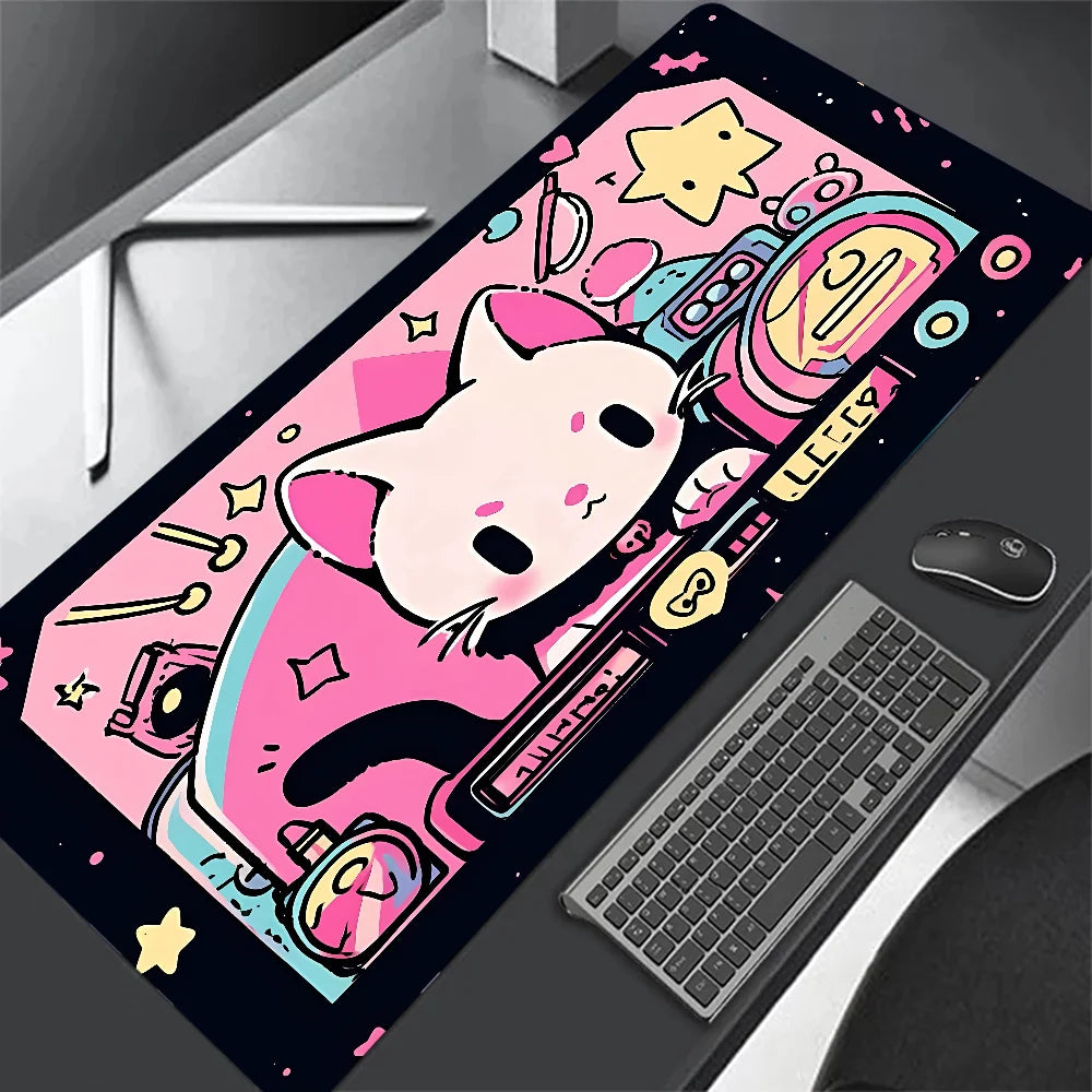 Black Cat Clouds Fast Delivery Keyboard pad lock-edge Extended Mousepad kawaii Pink Purple Office desktop protection pad XXL rug