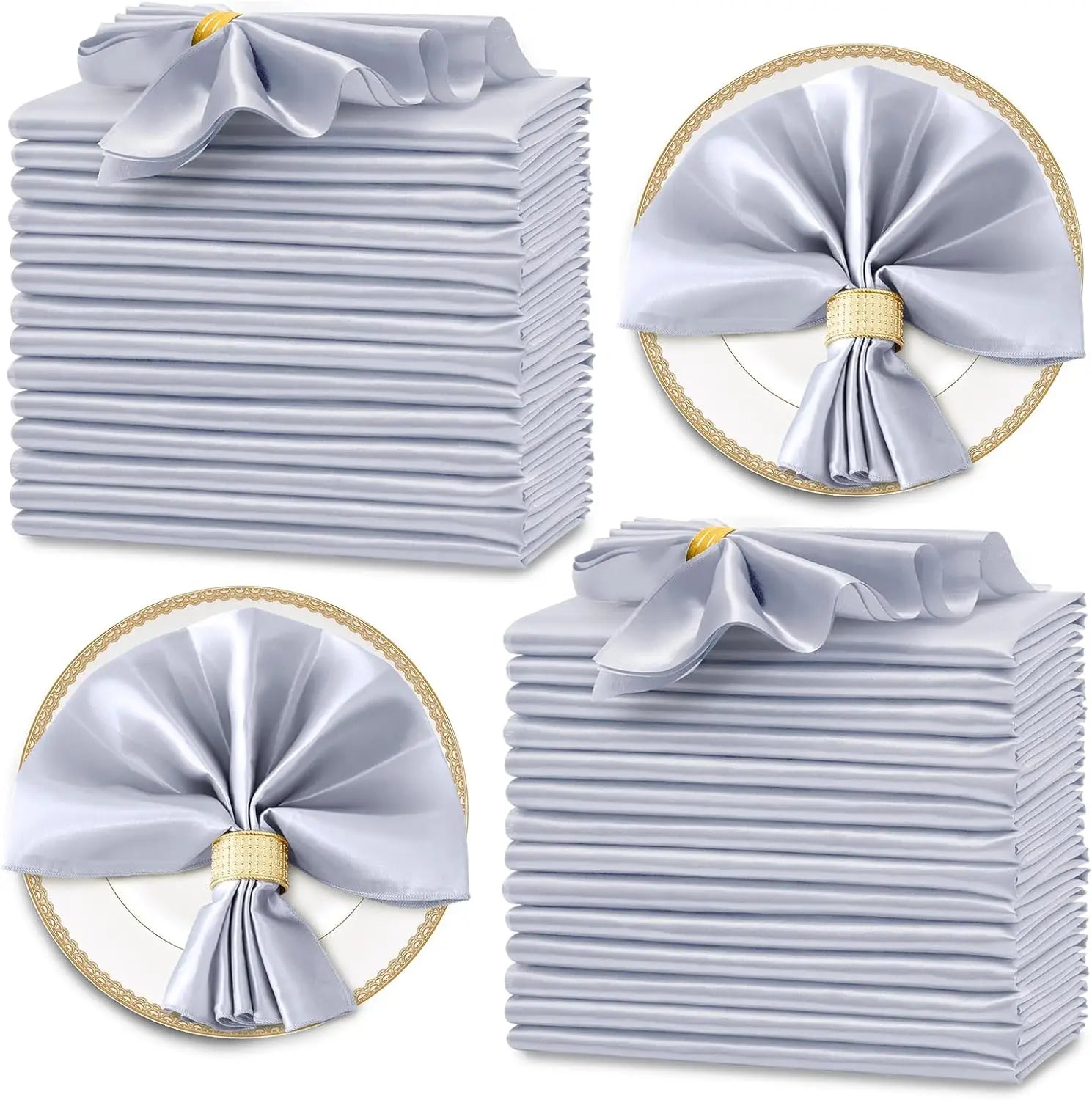 12PCS Red Satin Napkins 30x30cm, Silky Soft Smooth Washable Napkins for Restaurant, Weddings, Dinner, Party,Christmas Decoration