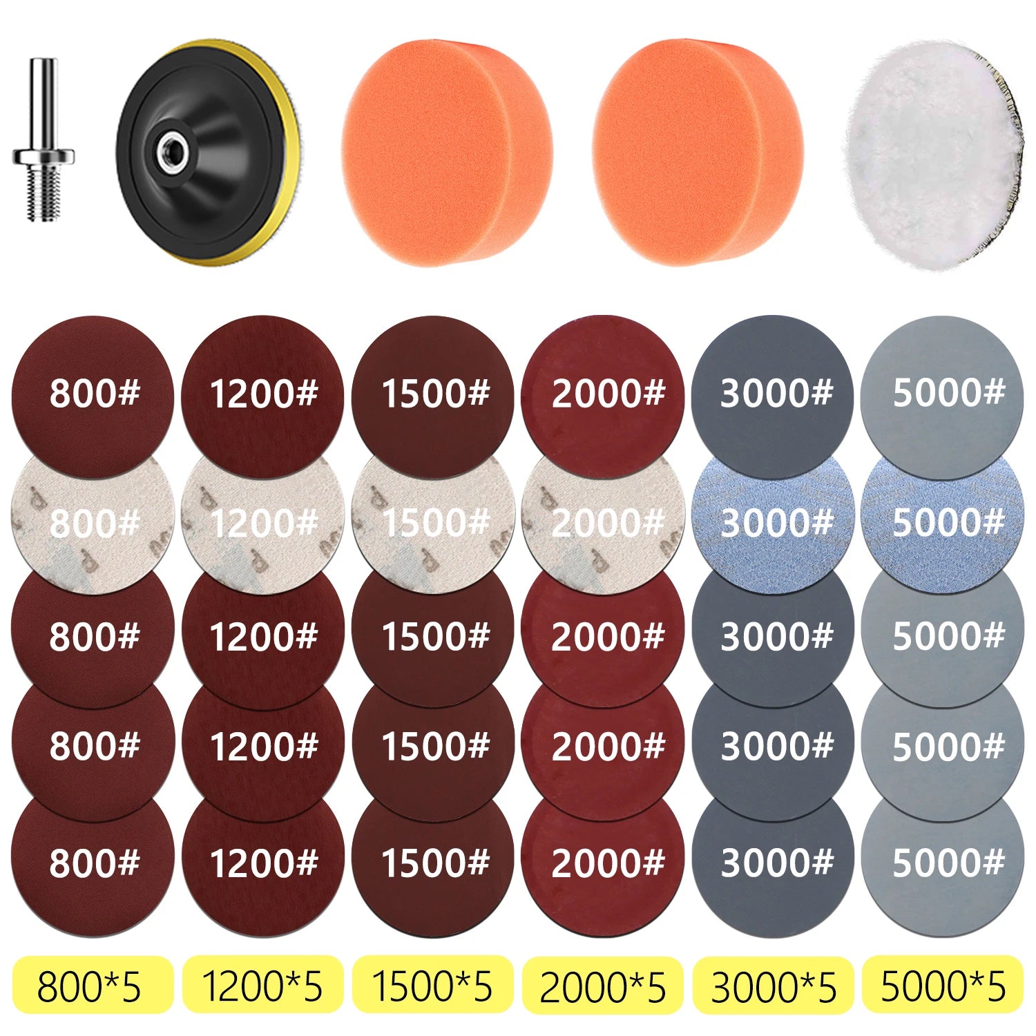 Headlight Repair Restoration Kit Car Polishing Disc 3inch 75mm Auto Waxing Sponge Sanding Pad With Sandpaper For Car Detailing