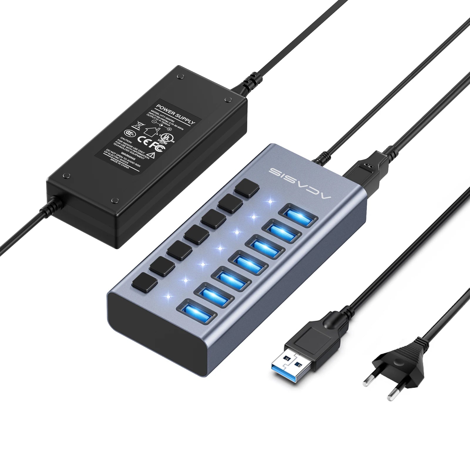 Acasis 16/10/7 Port USB Hub 10Gbps Individual Switch Charging Data Transfer for PC Laptop Workstation Multi Device Expansion