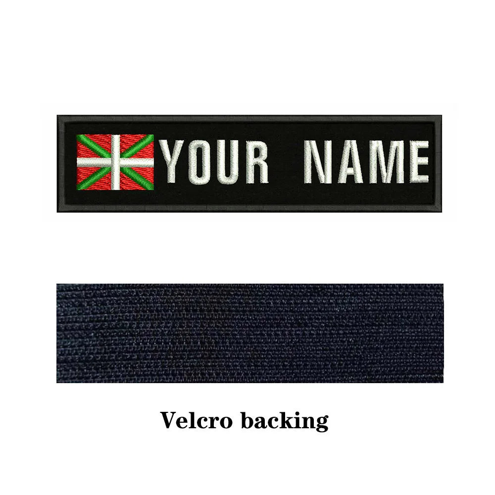 Basque Flag 10X2.5cm Embroidery Custom Name Text Patch Stripes Badge Iron On Or  Patches