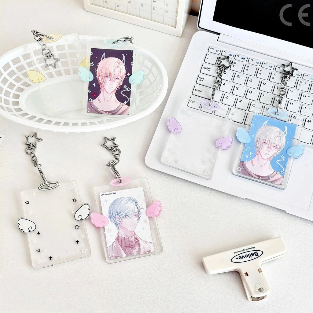 Kpop Card Holder Keychain Sleeve Clear Acrylic Badge ID Holder Idols K-pop Album Binder Photo Frame