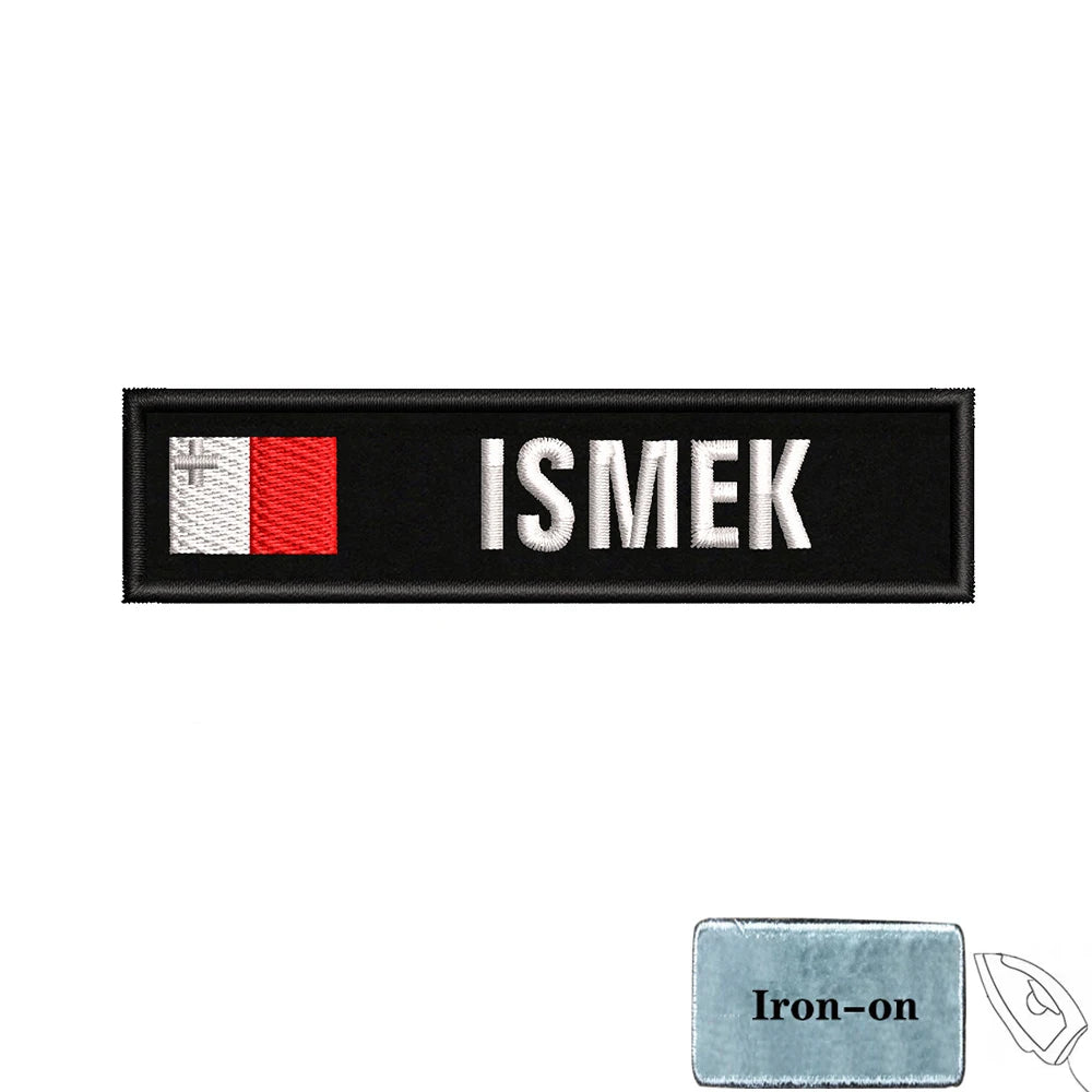 1PC 10cmX2.5cm Custom Name Flag Patch Stripes Badge Iron On Or Hook Loop Armband Germany Luxembourg Armenia Serbia Singapore