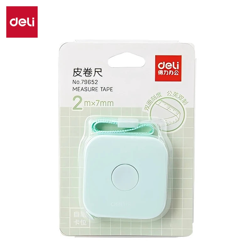 Deli 2-Meter Soft Tape Measure Flexible Telescopic Self-Locking Ruler Customized Centimeter Inch Portable for Human Sewing