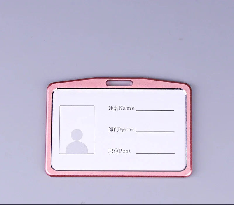 Fashion Card Cover Women Lanyard Aluminum Alloy Work ID Card Holder Business Work Card ID Badge Holder Metal Bags Case