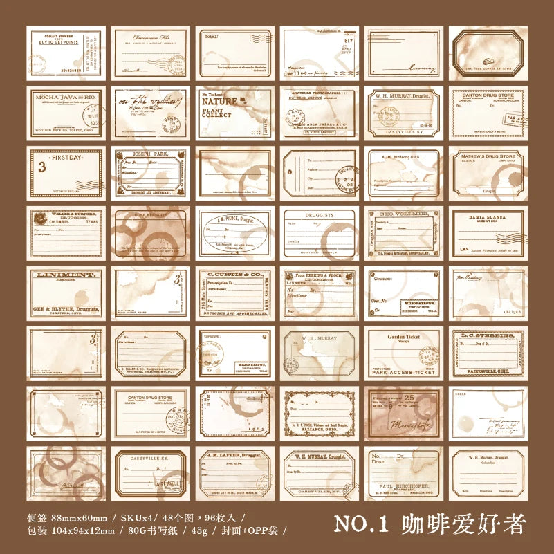 Yoofun 96 sheets Vintage Style Memo Pad Material Paper for Journal Planner Scrapbooking Materials Stationery Notes Paper
