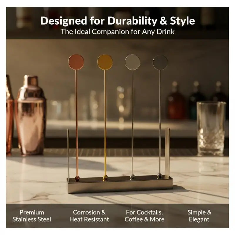 High-Grade 304 Stainless Steel Stirring Sticks Elegant Swizzle Rods For Cocktails Coffee Bar Restaurant Milk Tea Mixing