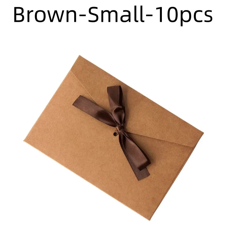 10 Pcs/set Envelope Pearlescent Paper Bow Thicken Ribbon Retro Creative Color Stationery Wedding Invited Gift High Quality