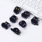 7 pcs Cute cartoon black cat clip acrylic double-sided high-definition pattern paper clip stationery supplies