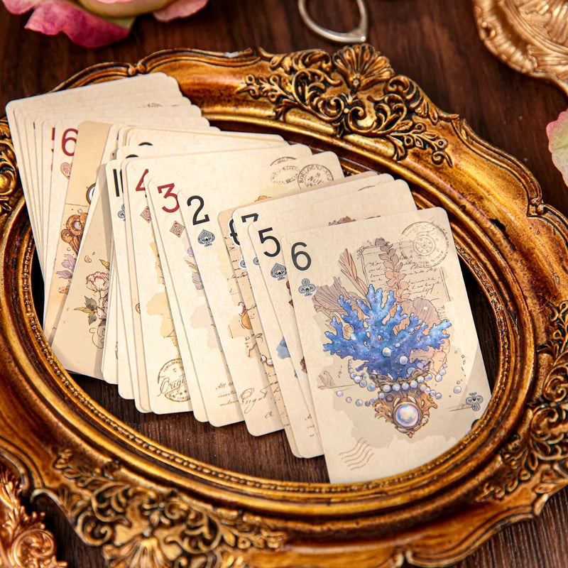 Mr.Paper 55Pcs/Box Gilded Old Dreams Playing Cards Cardstock , Vintage Art Illustration Poker for Journal Decor & Card Games