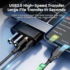 4-Port USB 3.0 Hub [90°, 180° Rotatable], USB Splitter, 3 USB Ports and 1 USB C Power/Data Port, USB Extender for Laptops, Cars,