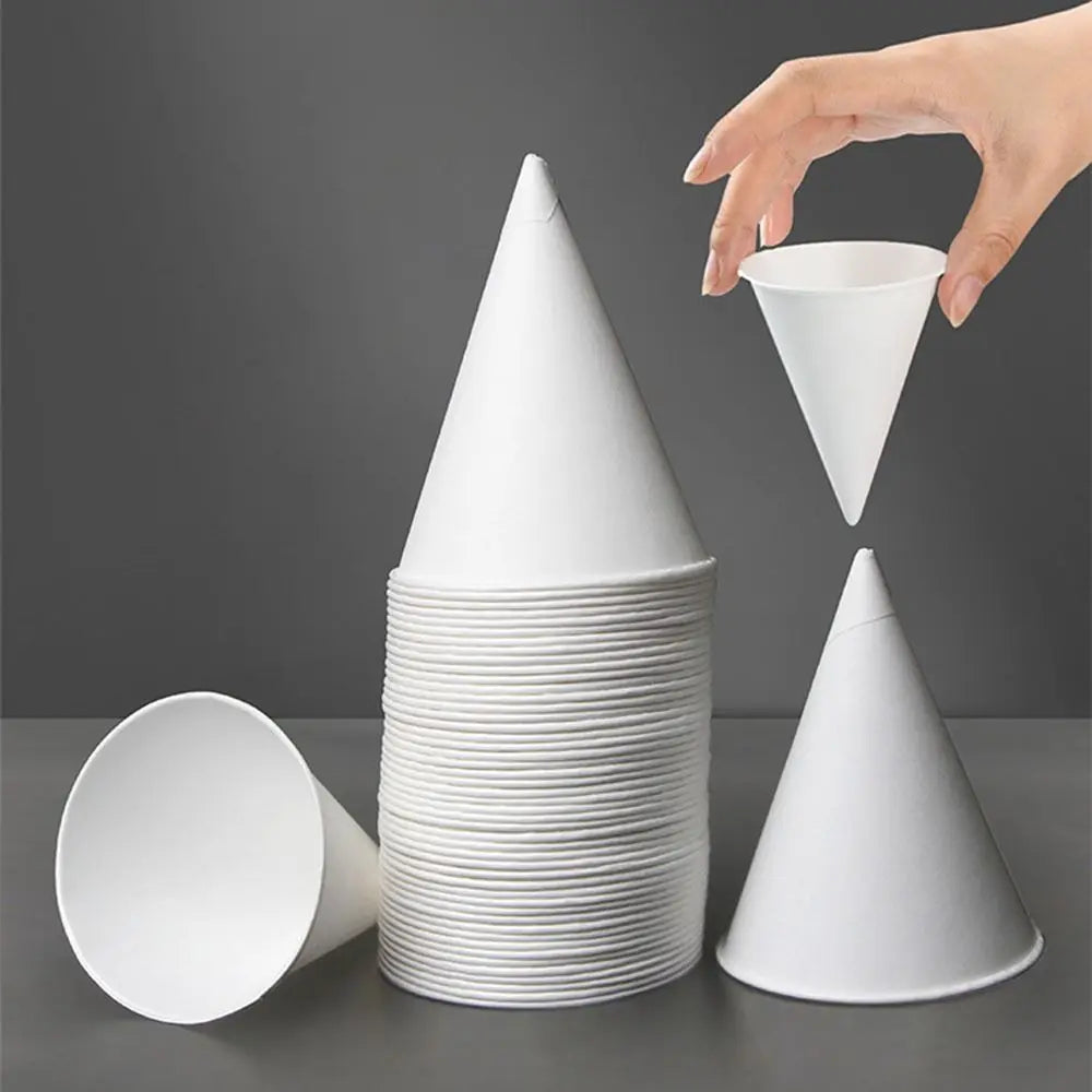 200Pcs 3.7Oz/4.5Oz White Paper Cone Cups Coated 200 Count Snow Cone Cups Heat-resistant Multi-functional Cone Party Tableware