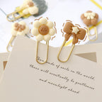 5PCS flower Paper Clips cream Bookmarks Planner Clips for Fun Office Supplies School Gifts