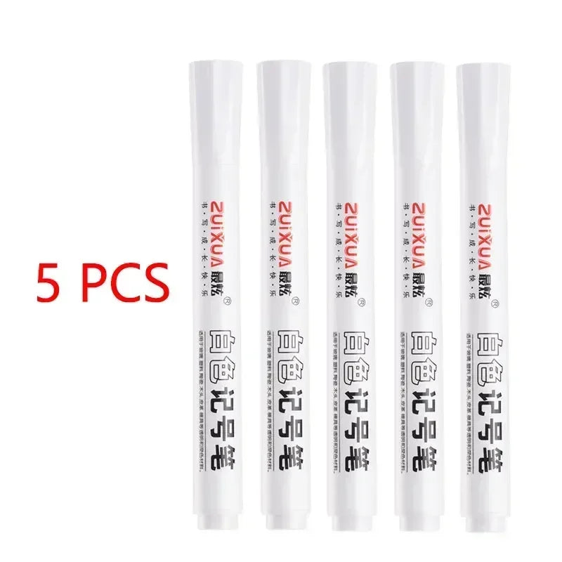 White Marker Pens set 2.0mm Oily Waterproof White Gel Pen DIY Graffiti Sketching Marker Stationery Writing School Supplies brush
