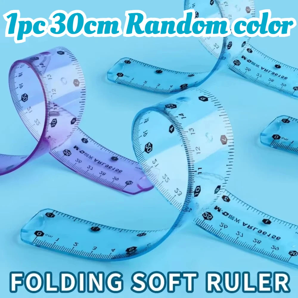 1/3pcs Transparent Soft Ruler, Flexible Shatterproof Straight Edge, Foldable Ruler for Office Drawing, Measuring Tool Stationery