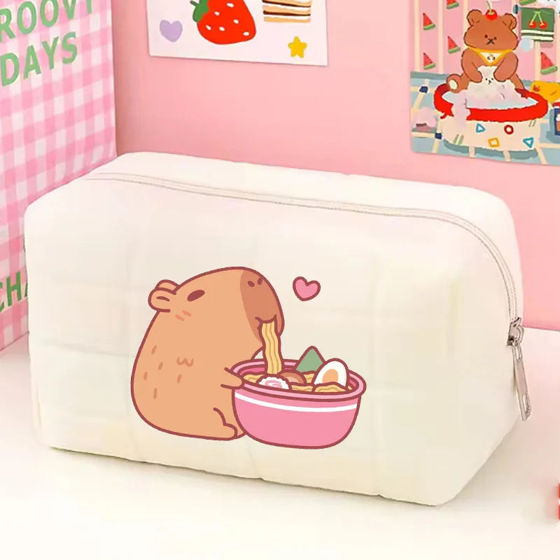Cute Capybara 1pc pink blue Pillow Design Cosmetic Bag Pencil Case Pen Pouch Large-capacity Student Storage Pencil Case gift