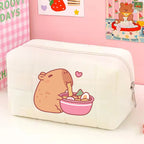 Cute Capybara 1pc pink blue Pillow Design Cosmetic Bag Pencil Case Pen Pouch Large-capacity Student Storage Pencil Case gift