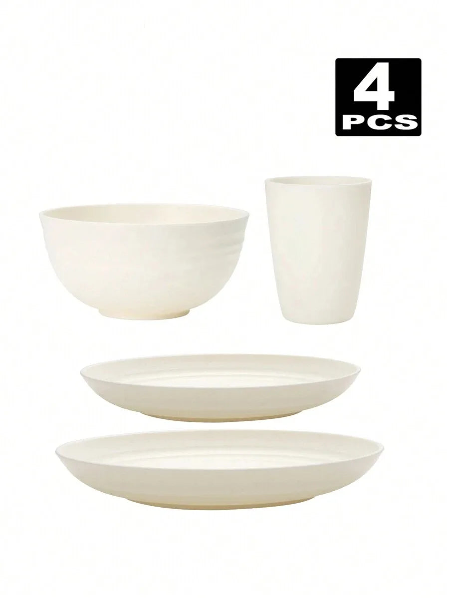 4/16/32pcs Reusable, Plastic Cutlery Set, Dinner Plate/Dessert Plate/Cereal Bowl/Cup, for Home, Birthday Party