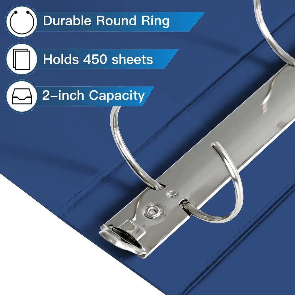 2-Inch 3-Ring Binders with 2 Interior Pockets, Heavy Duty Clear View Presentation Binder Holds 425 Sheets Letter Size, 6 Pack