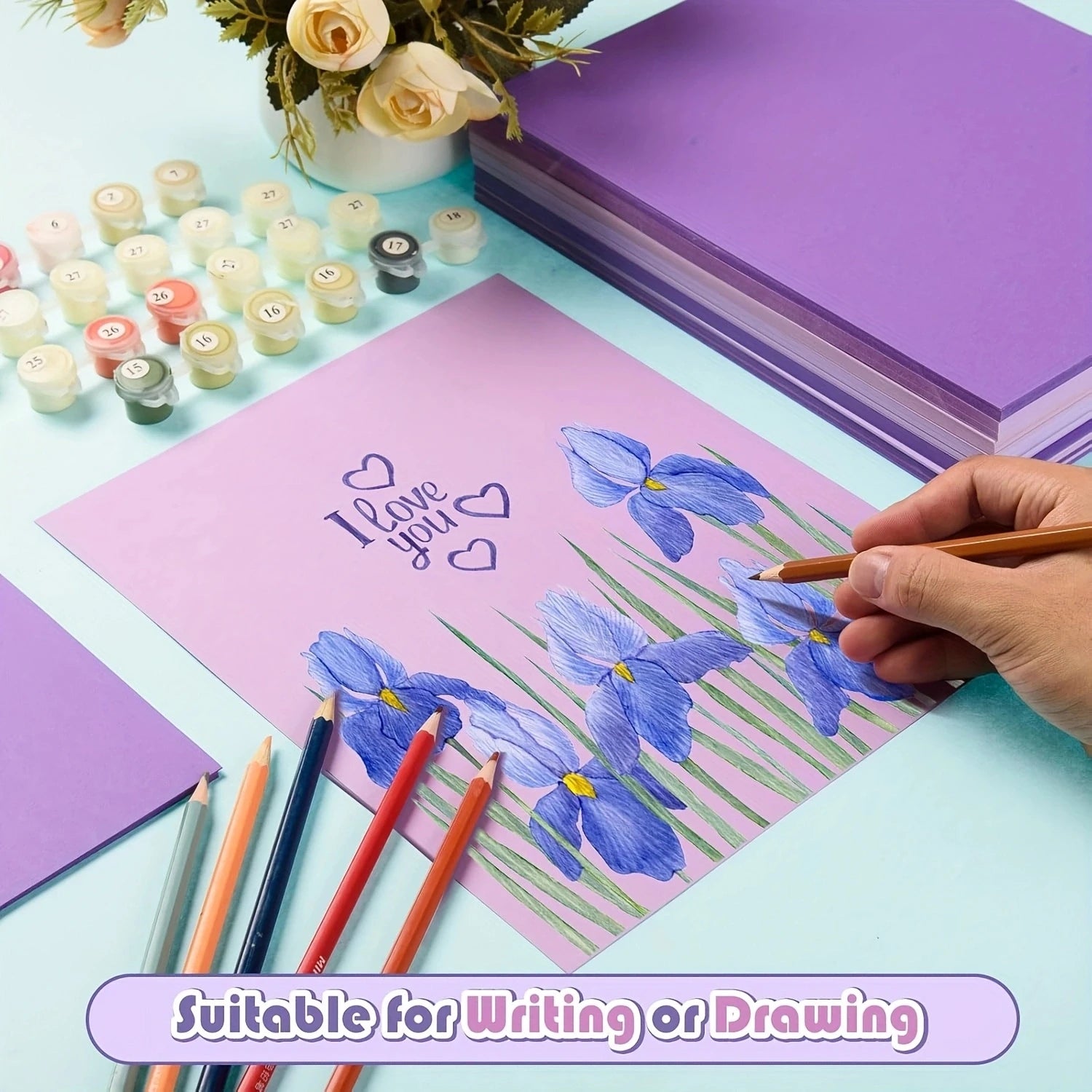 15 Sheets Assorted Purple Cardstock Printable A4 Color Paper 230gsm Suitable for Scrapbooking Card Making DIY Art Craft Supplies