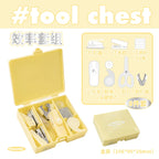 Kawaii 4/8pc Portable Stationery Multi Functional Tool Box Efficiency Set Puncher Stapler Adhesive Tape Mini School Supplies