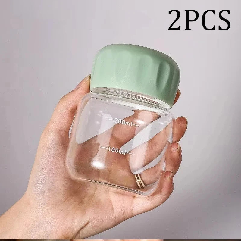 1/2PCS 300ml Small Water Bottle Plastic Portable Leakproof Mug Juice Milk Drinking Cup with Scale for Outdoor Kitchen School