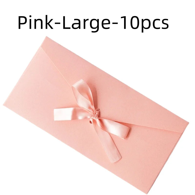 10 Pcs/set Envelope Pearlescent Paper Bow Thicken Ribbon Retro Creative Color Stationery Wedding Invited Gift