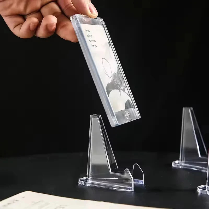 30 Pack Triangular Card Display Stand – Mini Acrylic Holder for Photos, Idol Pictures, Coin & Sports Trading Cards