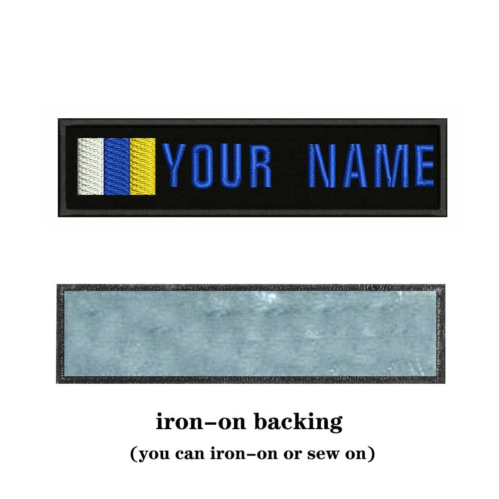 Canary Islands Flag 10X2.5cm Embroidery Custom Name Text Patch Stripes Badge Iron On Or  Patches