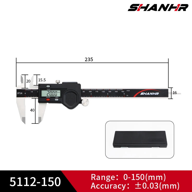 SHANHR Electronic Vernier Caliper 150mm Digital Vernier Calipers Micrometer Steel Vernier Caliper Messschieber Paquimetro 150 mm