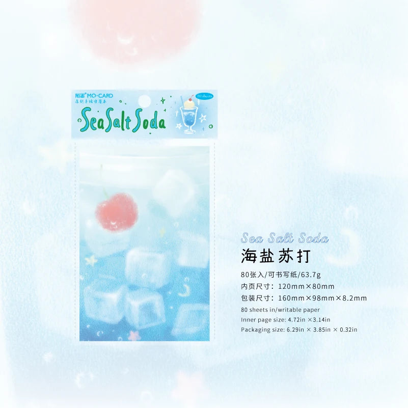 80sheets Summer Dessert Retro Ins Colorful Lead Fruit Painting Message Notes DIY Scrapbook Diary Material Aesthetics Craft Paper