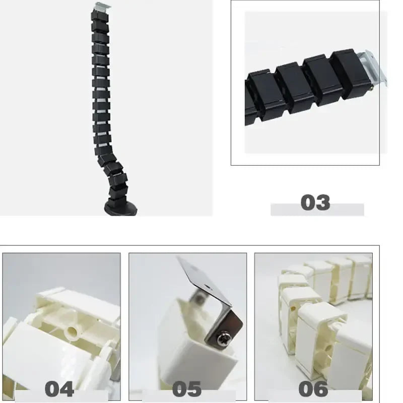 Wire Spine Cable Sleeve Under Desk Cable Tray Wire Management Workstation Snake Wire Organizer Management Cleaning Pipe Conduit