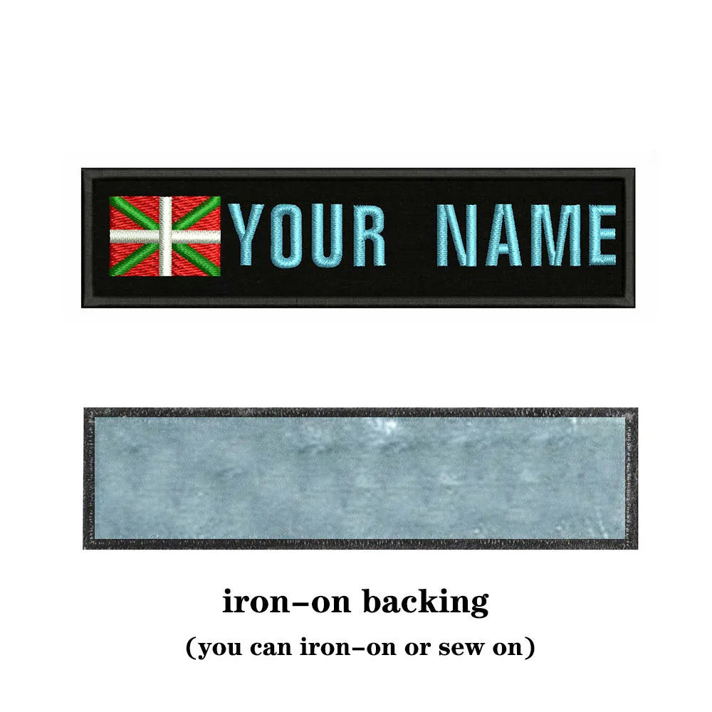 Basque Flag 10X2.5cm Embroidery Custom Name Text Patch Stripes Badge Iron On Or  Patches