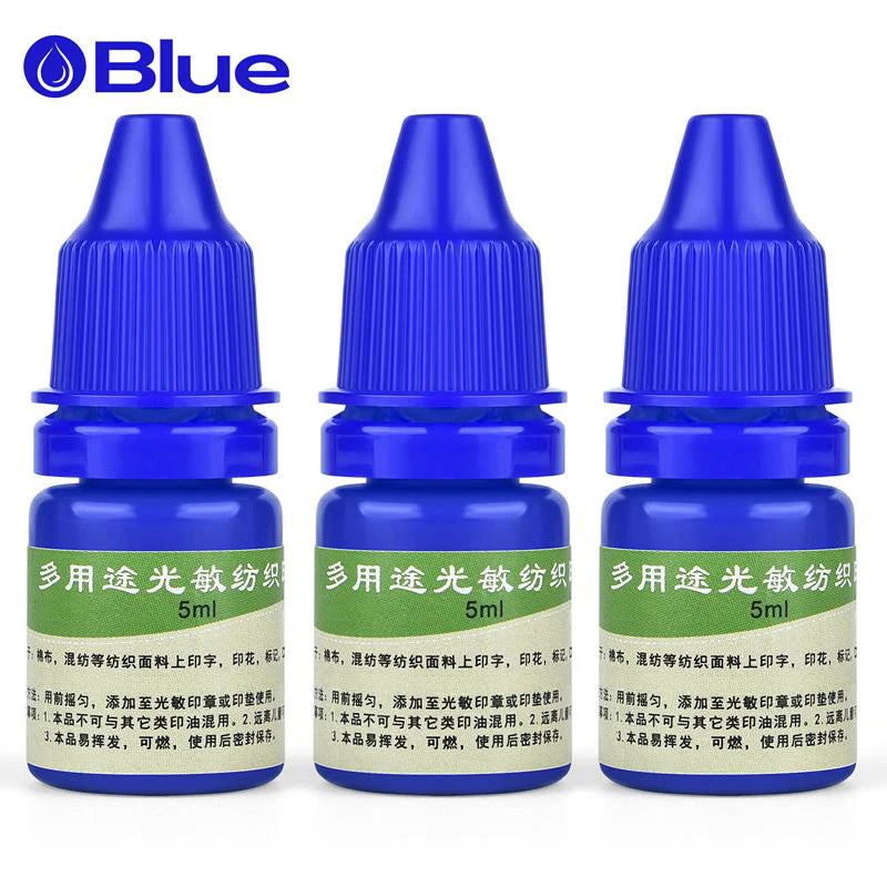 5ml Blue Red Black Ink Textile Clothes Ink Special Ink For Students Kids Name Stamp Printing On Clothing Waterproof Not Fade
