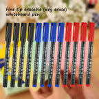 6 Pcs Erasable Whiteboard Pen 0.5/1.0mm Fine Point Black/Blue/Red Ink Blackboard Marker School Office Art Writing Stationery