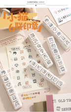 Cute Cat Emoji Stamp Daily Life Work Good Mood Series Cartoon Mini Pattern Stamps for Journaling Planner Diy Scrapbooking Decor