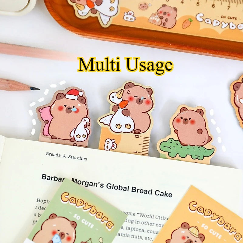 Cartoon Capybara Magnetic Bookmark Ruler Cute Irregular Drawing Ruler for Students Creative Kawaii Kids School Stationery