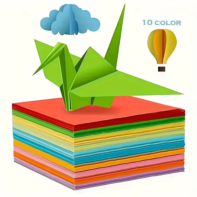 100 Sheets 10cm Origami Colored Paper Square Handmade Origami Crane Material Student Enlightenment Teaching Paper Supplie